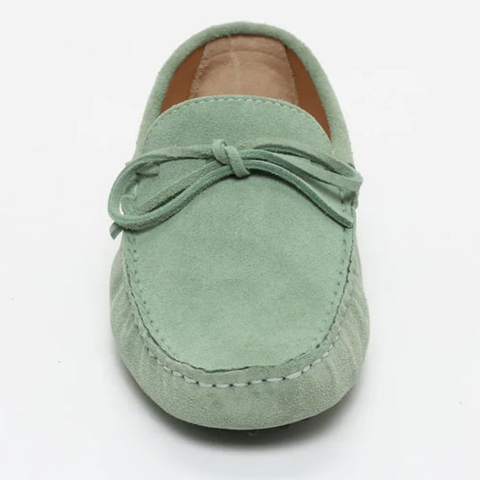 JOHNNY mocassins à lacets vert passé