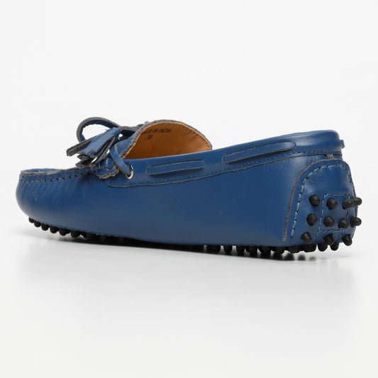 JANUARY mocassins à pompons bleu