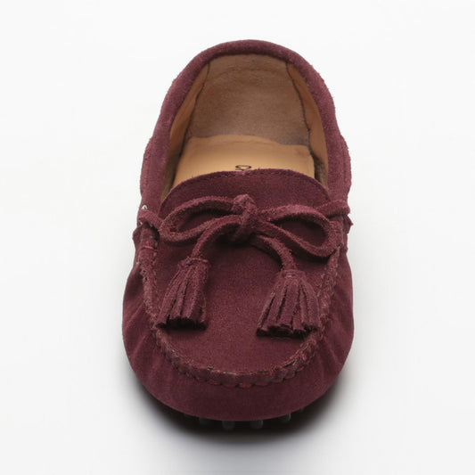 JANUARY mocassins à pompons violet foncé