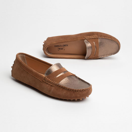 THANDIE mocassins classiques camel et bronze