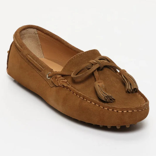 JANUARY mocassins à pompons camel