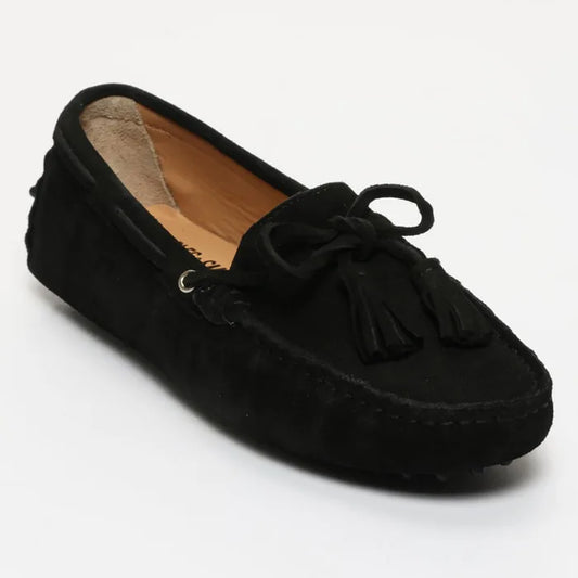 JANUARY mocassins à pompons noir