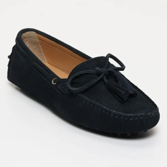 JANUARY mocassins à pompons marine