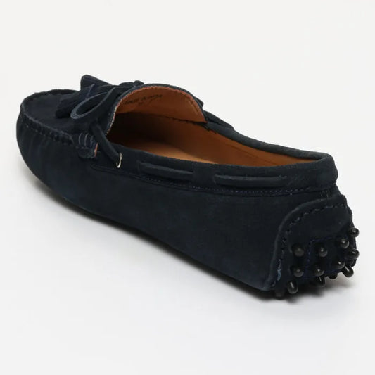 JANUARY mocassins à pompons marine