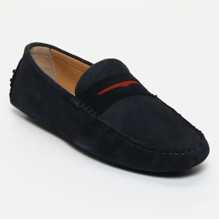 DRAKE mocassins classiques marine et rouge