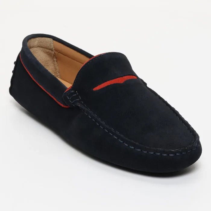DARREN mocassins classiques marine et rouge