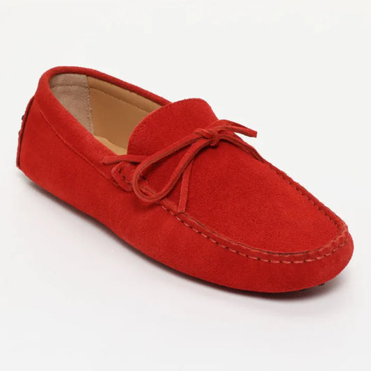 JOHNNY mocassins à lacets rouge