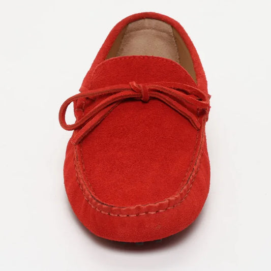 JOHNNY mocassins à lacets rouge