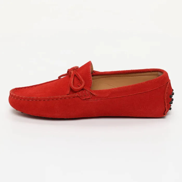 JOHNNY mocassins à lacets rouge