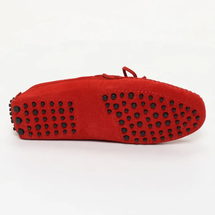 JOHNNY mocassins à lacets rouge