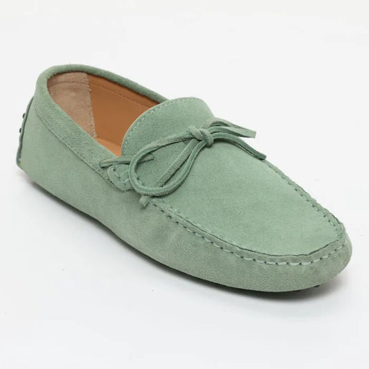 JOHNNY mocassins à lacets vert passé