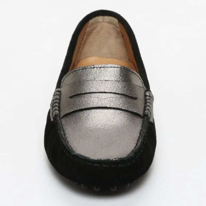 THANDIE mocassins classiques noir et platine