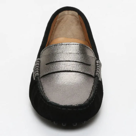 THANDIE mocassins classiques noir et platine