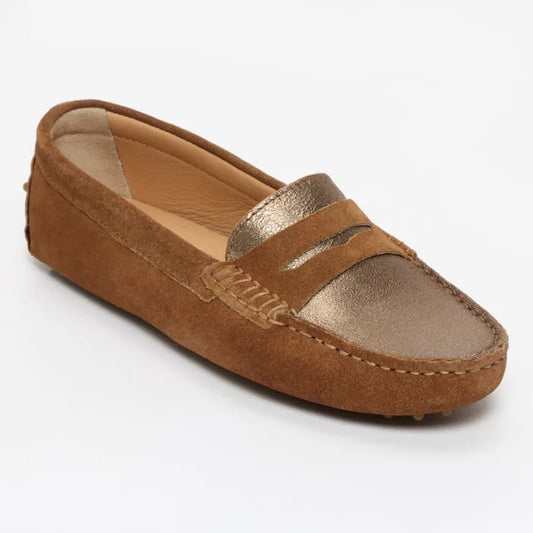 THANDIE mocassins classiques camel et bronze