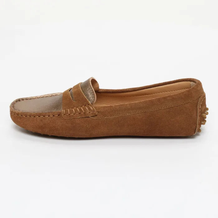 THANDIE mocassins classiques camel et bronze