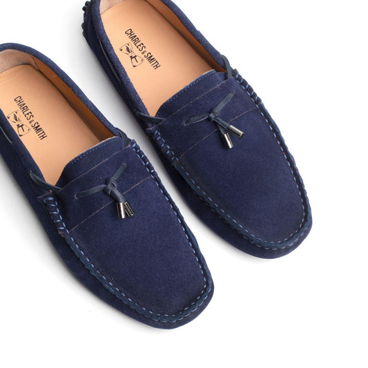 CLAYTON mocassins à lacets marine