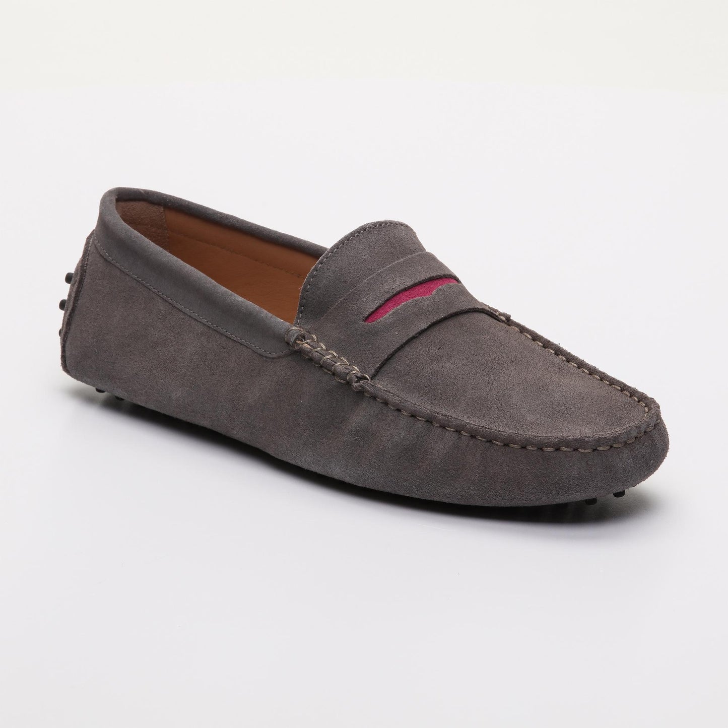 DRAKE mocassins classiques gris foncé et fushia