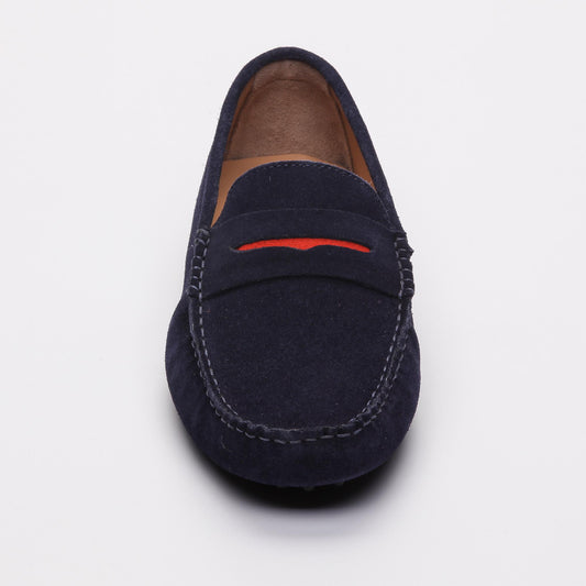 DRAKE mocassins classiques marine et rouge