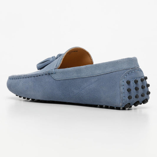 FRED mocassins à pompons bleu denim