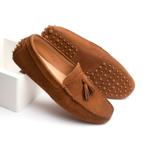 FRED mocassins à pompons camel