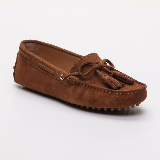 JANUARY mocassins à pompons camel