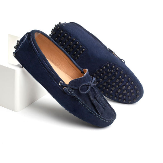 JANUARY mocassins à pompons marine