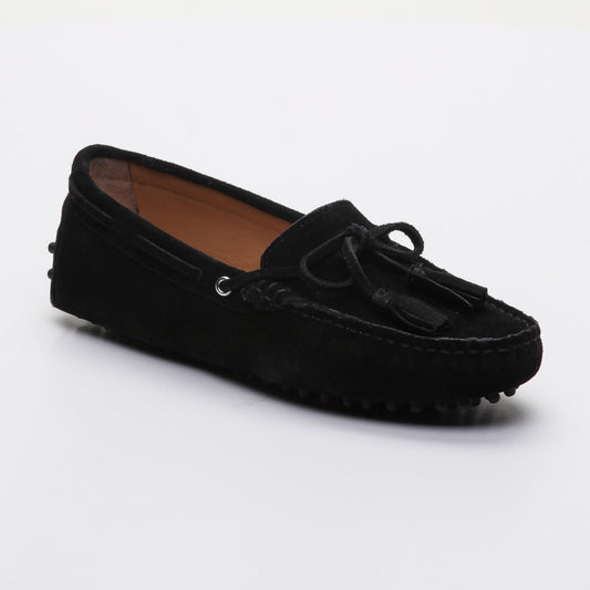 JANUARY mocassins à pompons noir