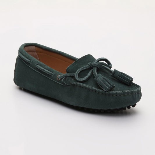 JANUARY mocassins à pompons vert