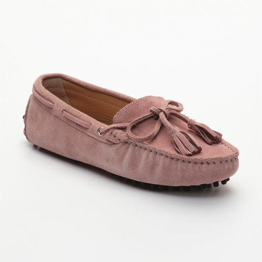 JANUARY mocassins à pompons vieux rose