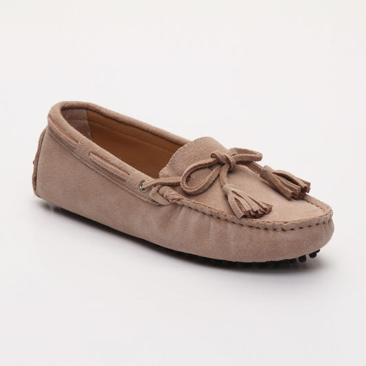 JANUARY mocassins à pompons vieux rose clair