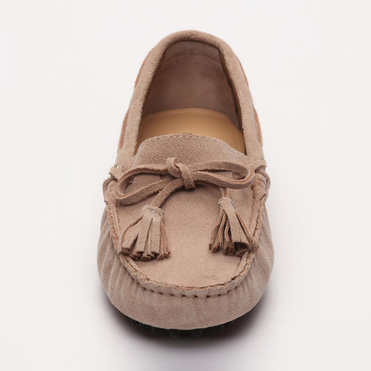JANUARY mocassins à pompons vieux rose clair