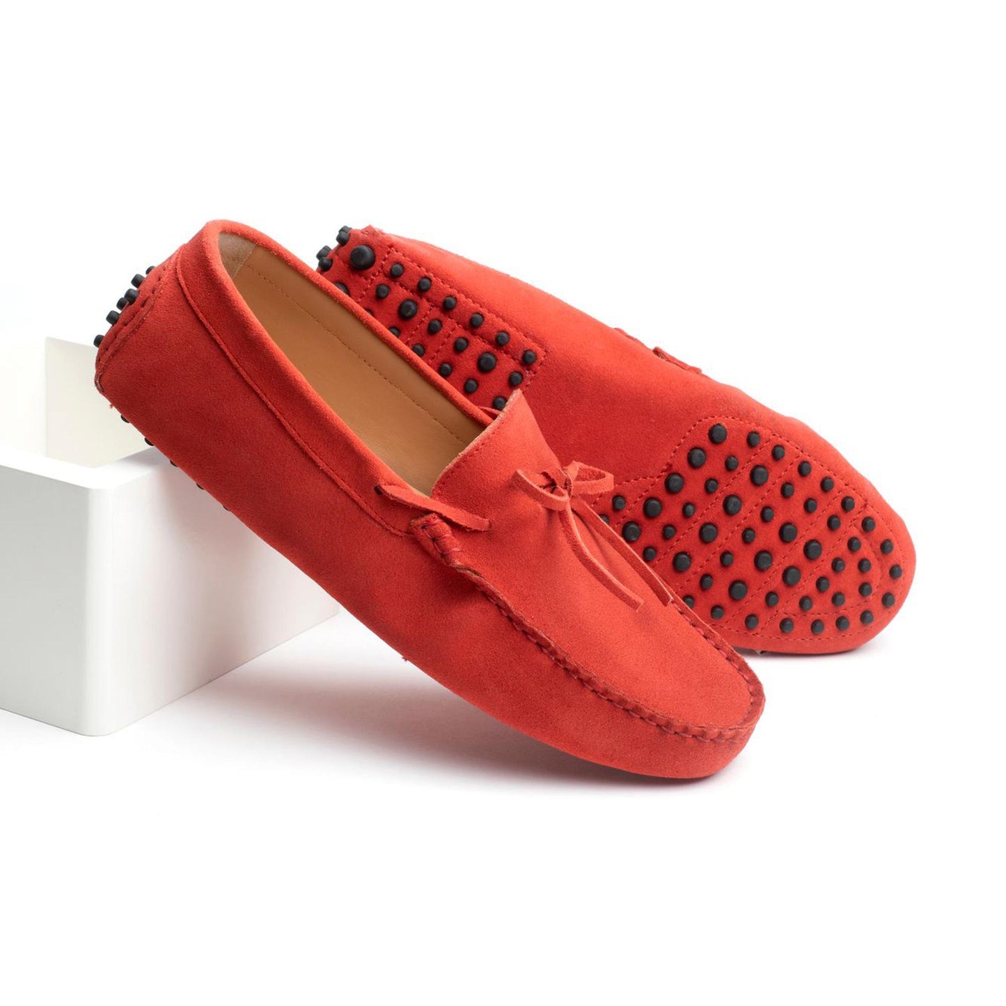 JOHNNY mocassins à lacets rouge