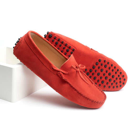 JOHNNY mocassins à lacets rouge