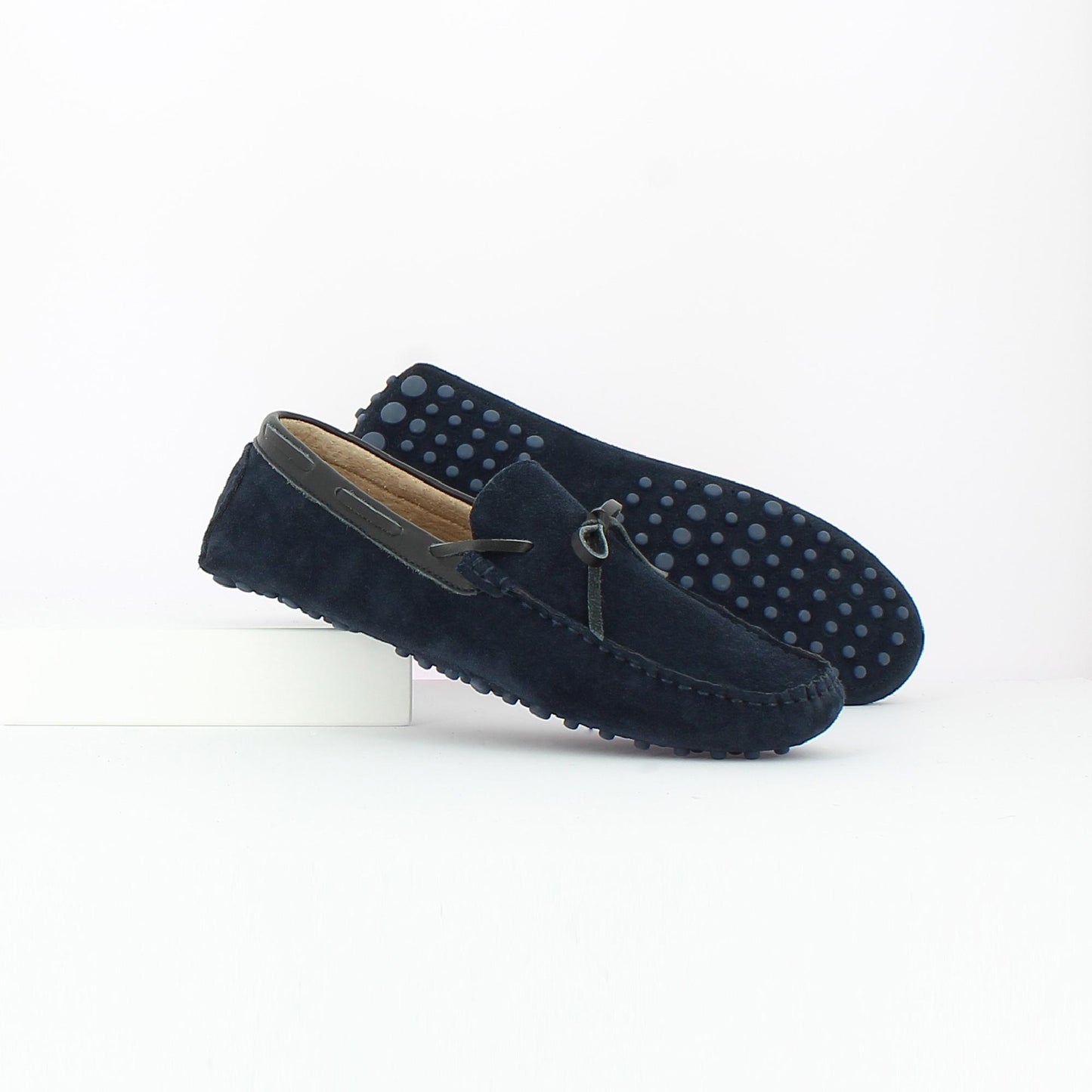 POWELL mocassins à lacets marine et noir