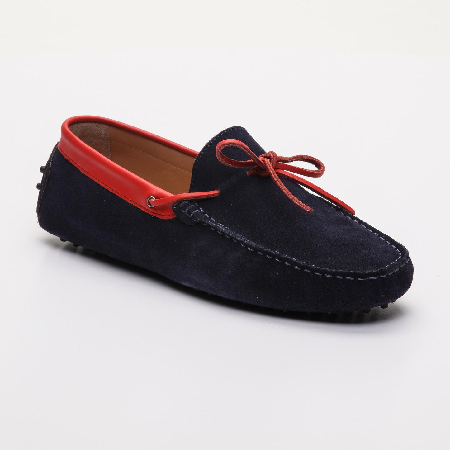 POWELL mocassins à lacets marine et rouge