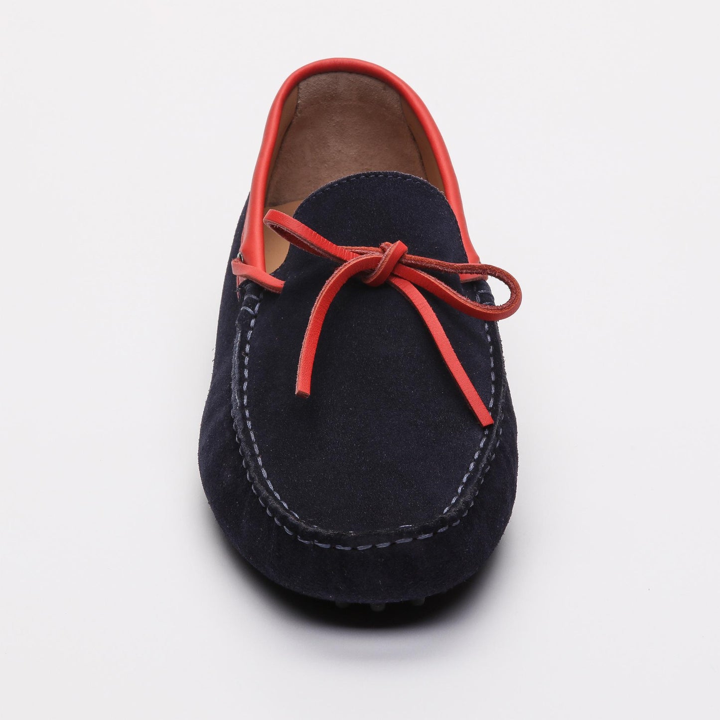 POWELL mocassins à lacets marine et rouge