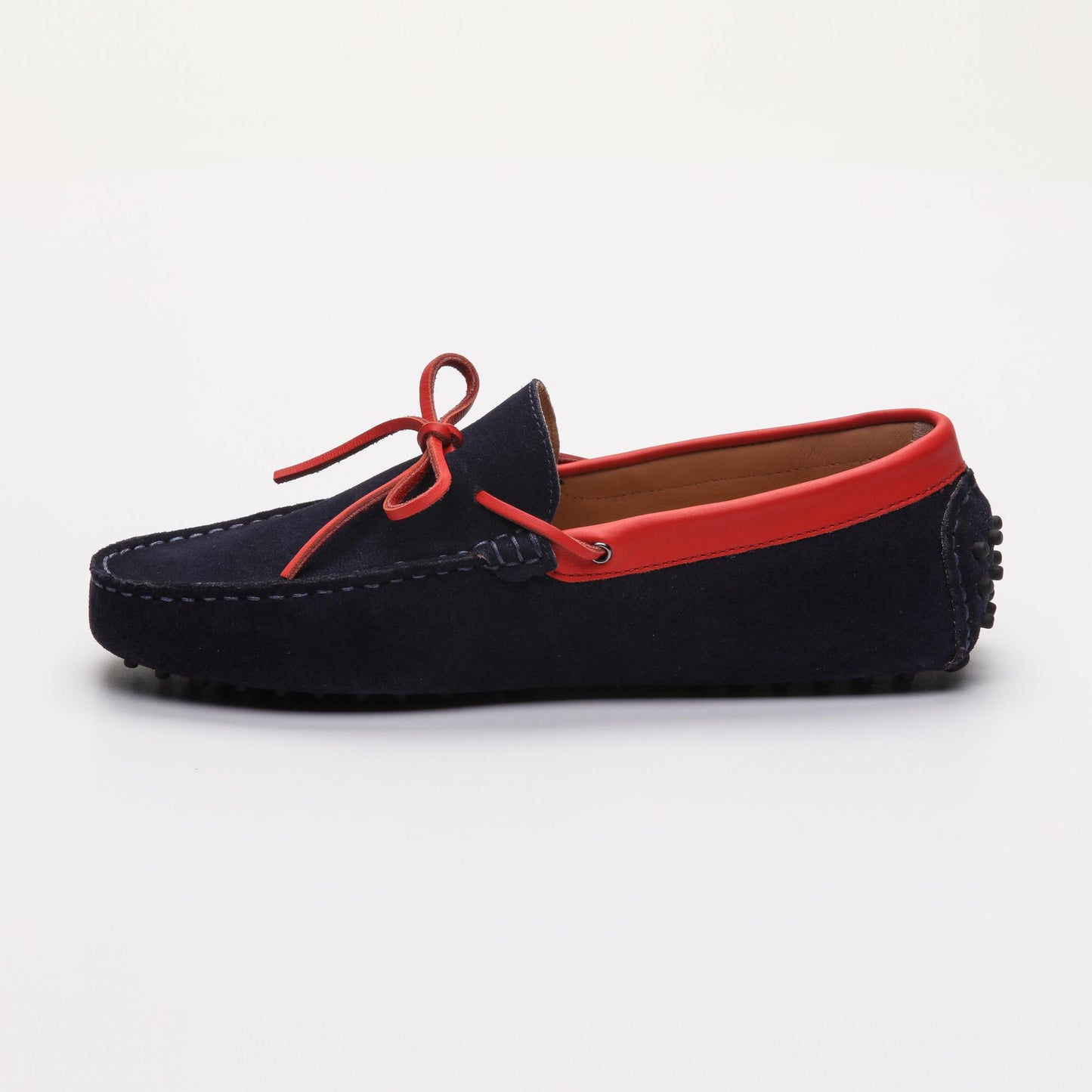 POWELL mocassins à lacets marine et rouge