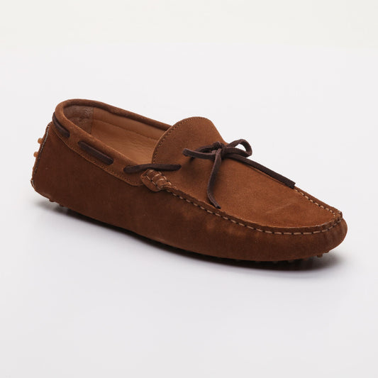 QUID mocassins à lacets camel et chocolat