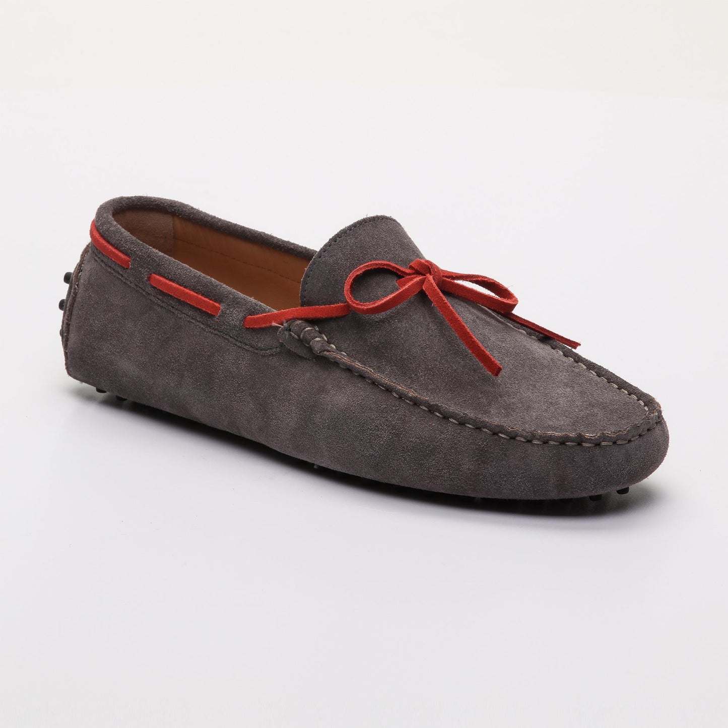 QUID mocassins à lacets gris foncé et rouge