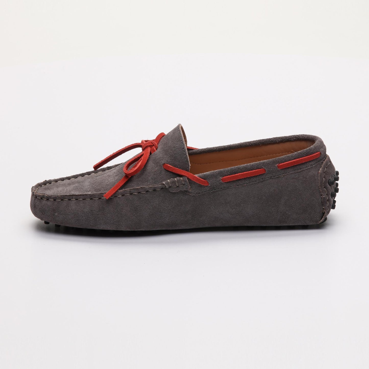 QUID mocassins à lacets gris foncé et rouge