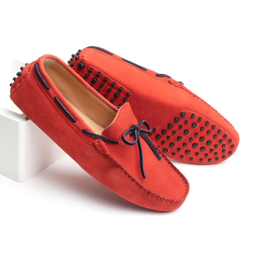 QUID mocassins à lacets marine et rouge
