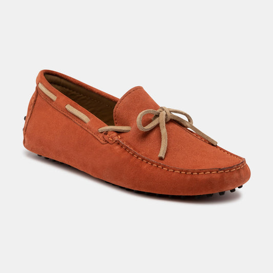 QUID mocassins à lacets terre cuite et beige