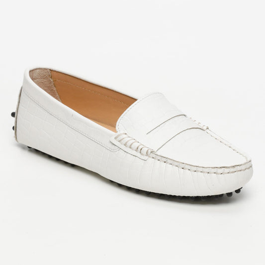 THANDIE mocassins classiques croco blanc