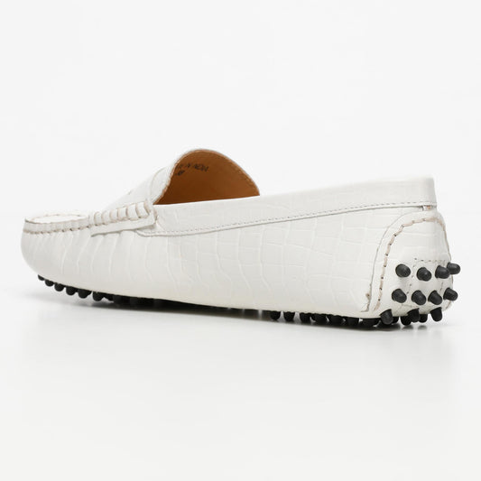 THANDIE mocassins classiques croco blanc